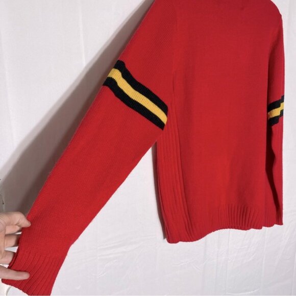 Vintage NHL Red Yellow Black Mock Neck Knit Calgary Flames Pullover Sweater M - Picture 12 of 16
